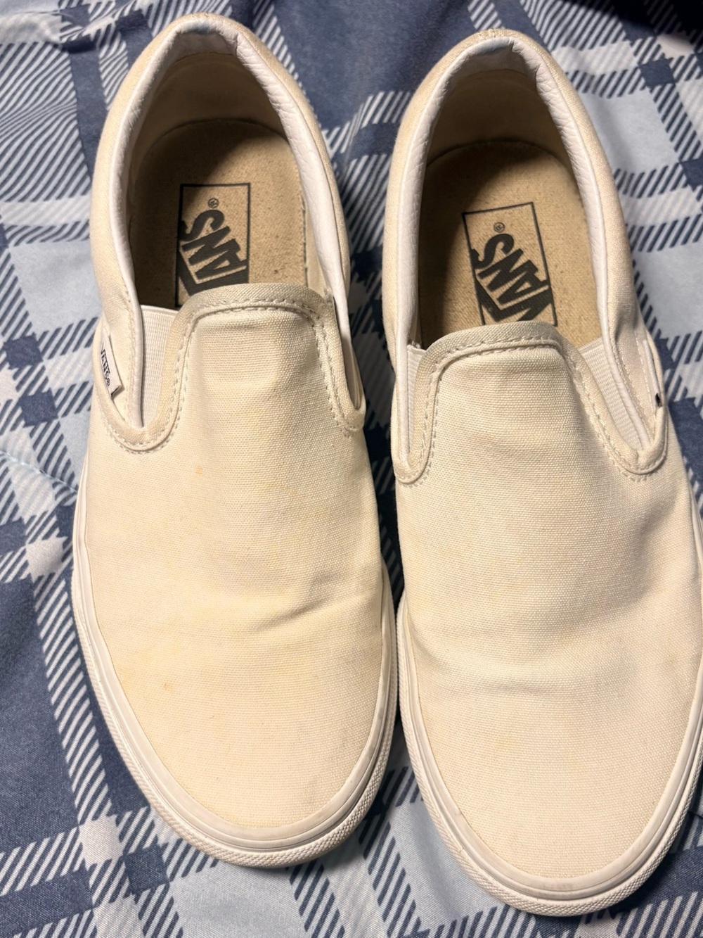 Vans Slip-On Canvas Sneakers in Cream White